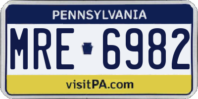 PA license plate MRE6982