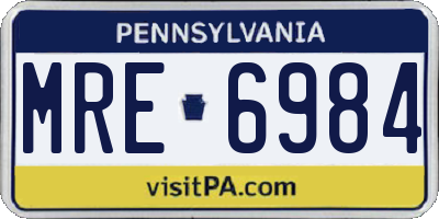 PA license plate MRE6984