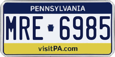 PA license plate MRE6985