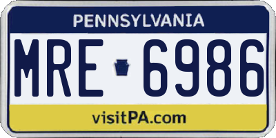 PA license plate MRE6986