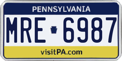 PA license plate MRE6987