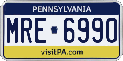 PA license plate MRE6990