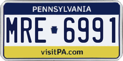 PA license plate MRE6991