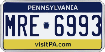 PA license plate MRE6993