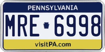 PA license plate MRE6998