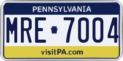 PA license plate MRE7004