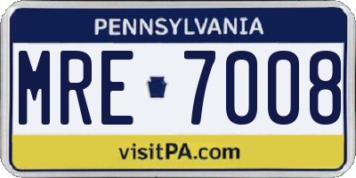 PA license plate MRE7008