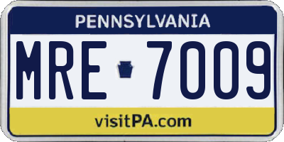 PA license plate MRE7009
