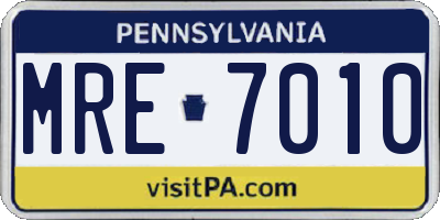 PA license plate MRE7010