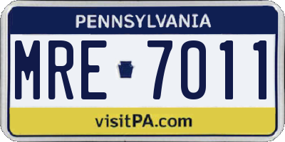 PA license plate MRE7011