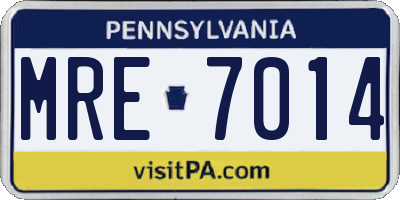 PA license plate MRE7014