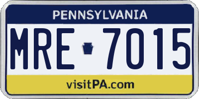PA license plate MRE7015