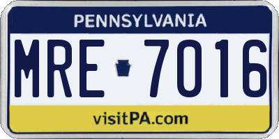 PA license plate MRE7016