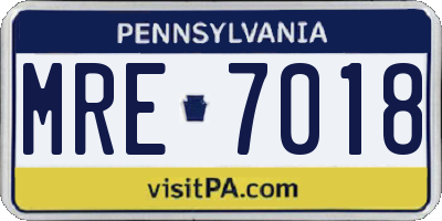 PA license plate MRE7018
