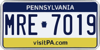 PA license plate MRE7019