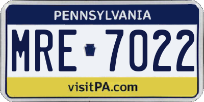 PA license plate MRE7022