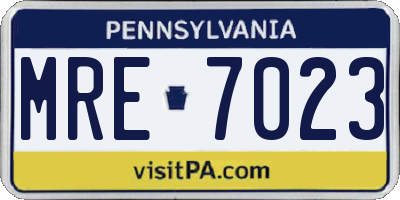 PA license plate MRE7023