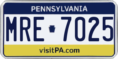 PA license plate MRE7025