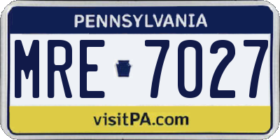 PA license plate MRE7027