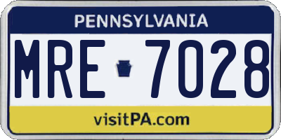 PA license plate MRE7028
