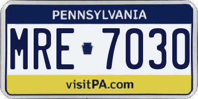 PA license plate MRE7030