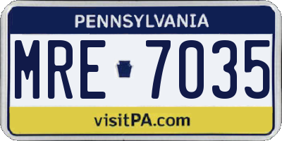 PA license plate MRE7035