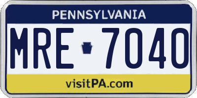 PA license plate MRE7040