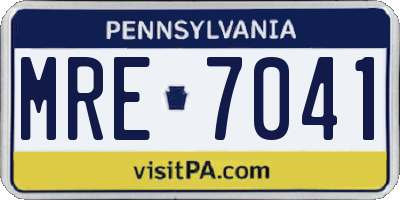 PA license plate MRE7041