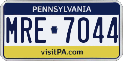 PA license plate MRE7044