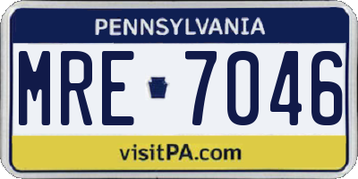 PA license plate MRE7046