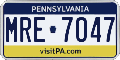 PA license plate MRE7047