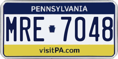 PA license plate MRE7048