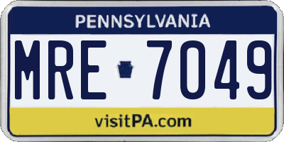 PA license plate MRE7049