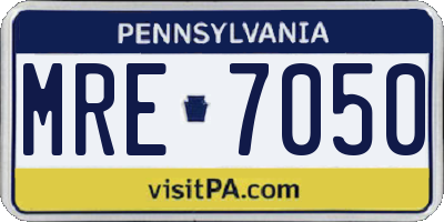 PA license plate MRE7050