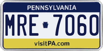 PA license plate MRE7060