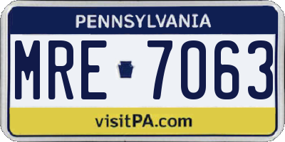 PA license plate MRE7063