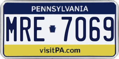 PA license plate MRE7069