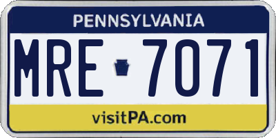 PA license plate MRE7071
