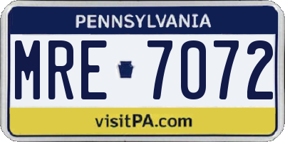 PA license plate MRE7072