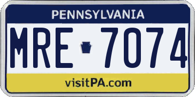PA license plate MRE7074