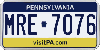 PA license plate MRE7076