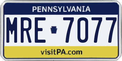 PA license plate MRE7077