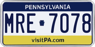 PA license plate MRE7078