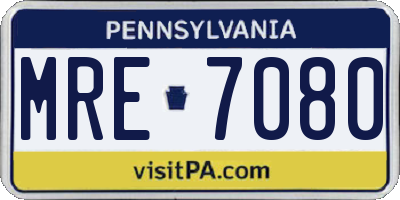 PA license plate MRE7080