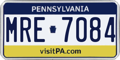 PA license plate MRE7084