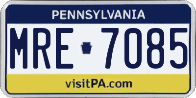 PA license plate MRE7085