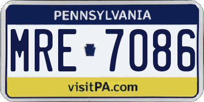 PA license plate MRE7086