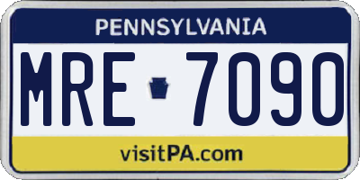 PA license plate MRE7090