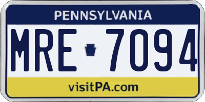 PA license plate MRE7094