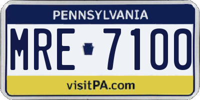 PA license plate MRE7100
